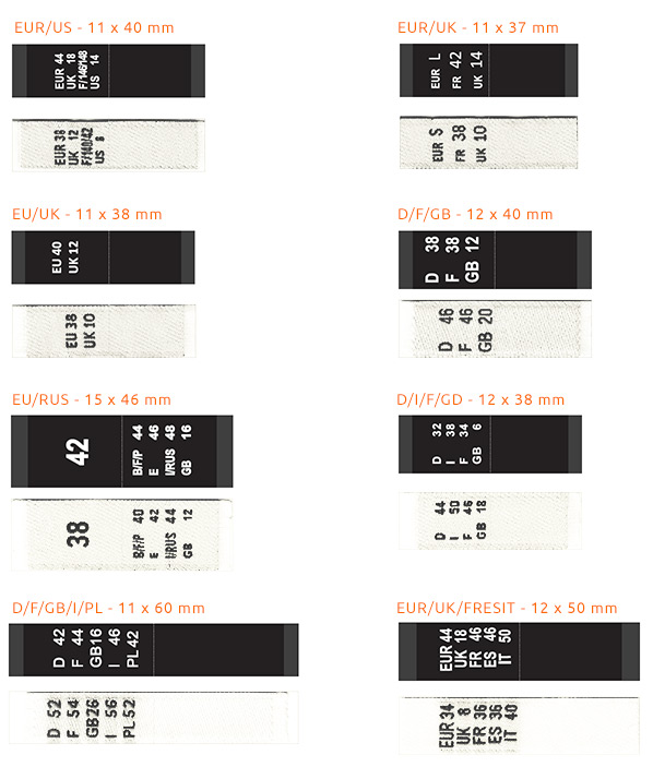 Couture Black Label Size Chart